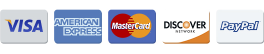 Payment Methods - Visa Mastercard American Express Discover PayPal